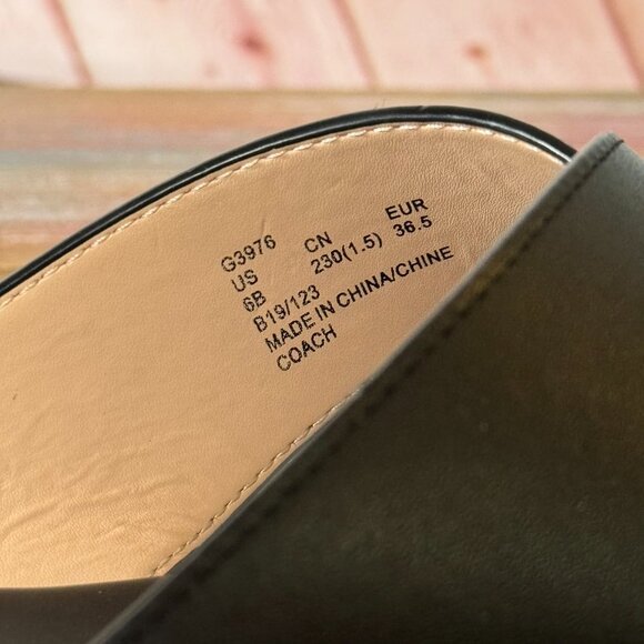 COACH Hailey Black Leather Bead Chain Studded Slide Sandals - US 6 - Picture 11 of 16